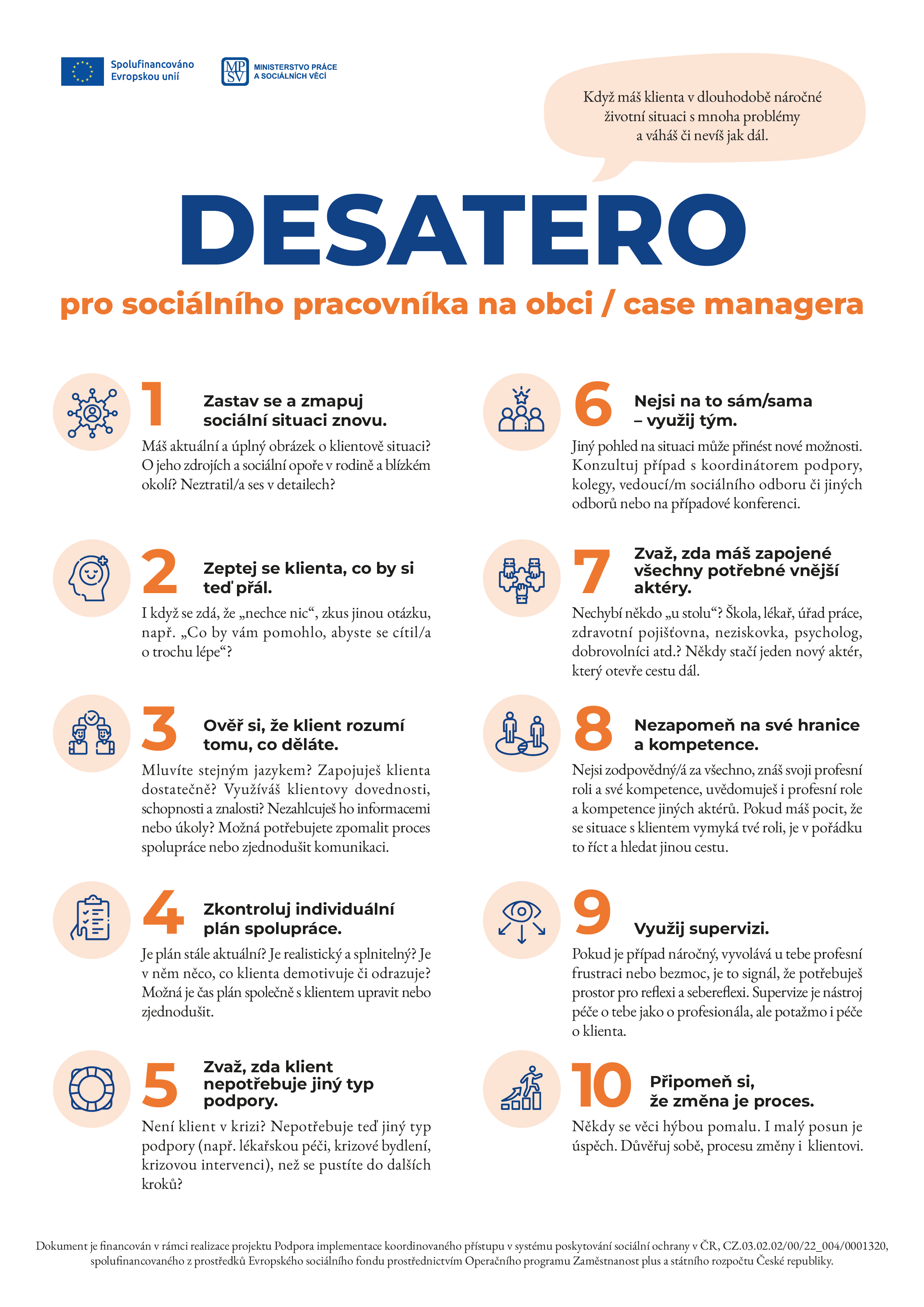 DESATERO pro sociálního pracovníka na obci / case managera - Ilustrační obrázek